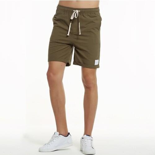 100% Pure Cotton Man Short Pants Summer Cool Solid Green Navy Blue White Elastic Waist Men Casual Shorts
