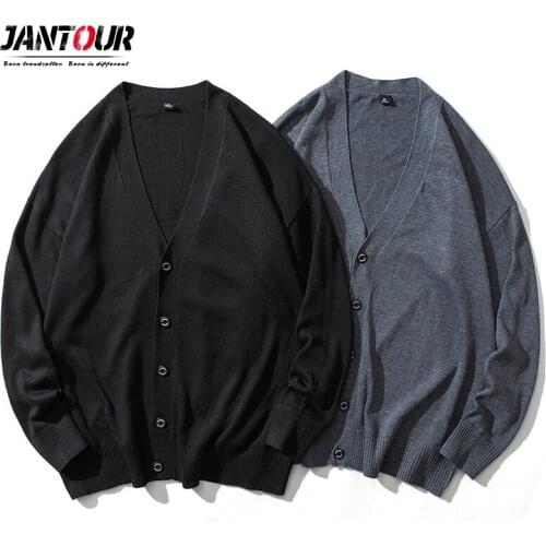 2020 New Men Sweater Winter Long-sleeved V-neck Solid Cardigan Single-breasted Fashion Men Sweater Big Size M-3 4 5 6XL