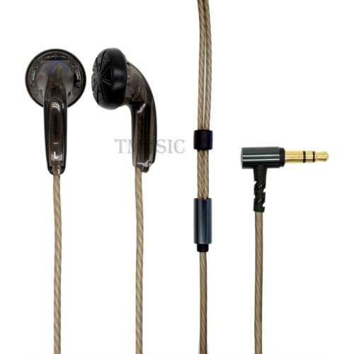 TMUSIC In-ear Earphones HiFi 300 Ohms Flat Head Earphone Nature Sound Wired Earbuds Sliver Plated Wire