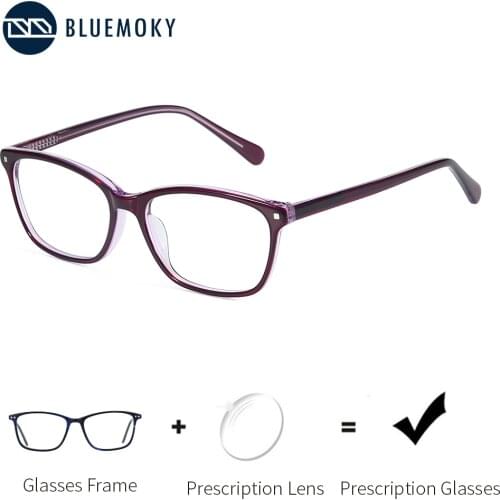 BLUEMOKY Acetate Progressive Prescription Glasses for Men Women Square Myopia Anti Blue Light Photochromic Optical Eyewear Frame
