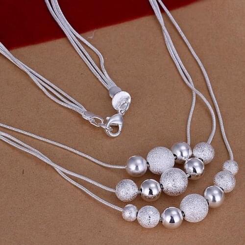 Multi Beans Necklaces Pretty Silver Plated Necklace For Women Wholesale Free Shipping 925 Charm Christmas Gifts Fashion Jewelry