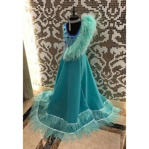Feather creative swimsuit cloak T station serves stage costumes Chaofu children stage girl model