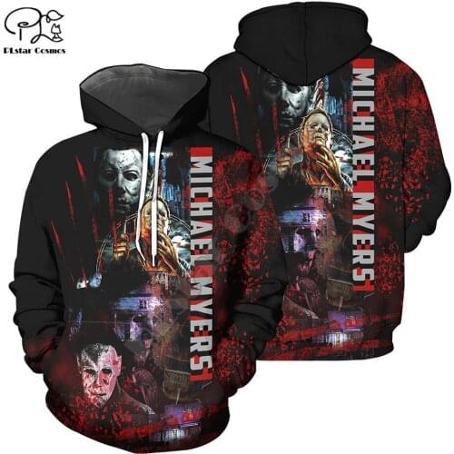 PLstar Cosmos Halloween Terror Horror Movie Cosplay Michael Myers Funny Long Sleeves Streetwear 3DPrint Men/Women Zip Hoodies 14