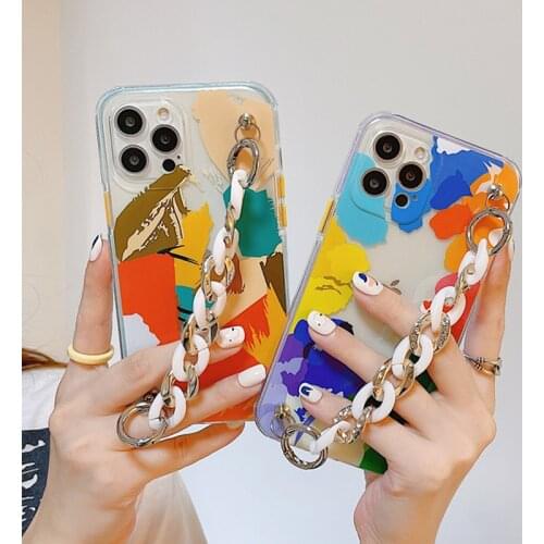 Art Graffiti Wrist Bracelet Transparent Phone Case For iPhone 11 12 Pro Max XR XS Max X 7 8 Plus Soft Shockproof Back Cover