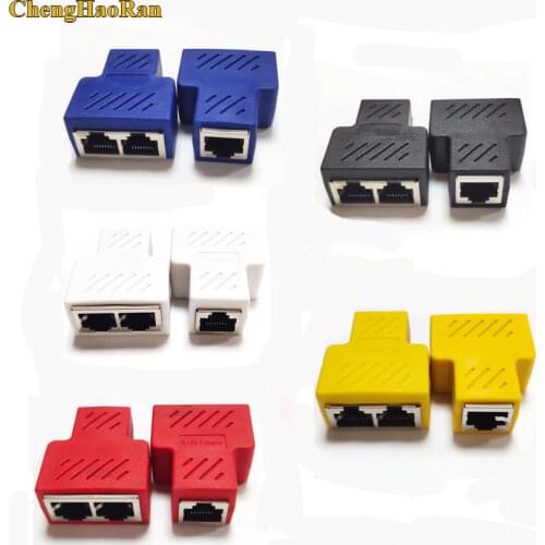 1PCS 1 To 2 Ways Splitter Connector 1 to 2 Way Dual Female RJ45 Lan Ethernet Network Splitter Adapter Extender Plug