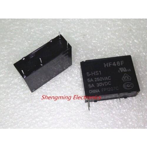 10PCS 4pins HF46F-005-HS1 HF46F-012-HS1 HF46F-024-HS1 HF46F/5-HS1 HF46F/12-HS1 HF46F/24-HS1 5VDC 12VDC 24VDC 5A 250VAC Relay
