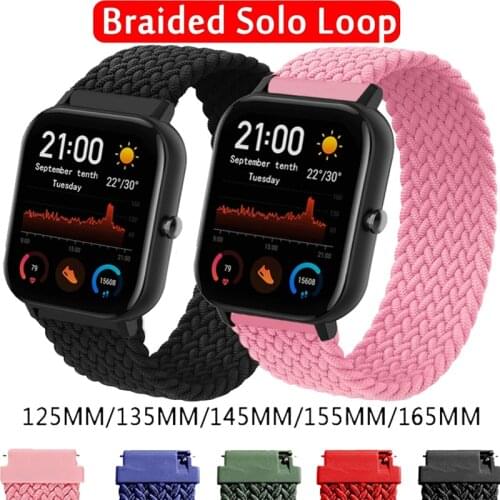 20MM Nylon Braided Elastic Strap For Xiaomi Huami Amazfit GTS/GTS 2 Mini GTR 42MM Smart Watch Band Solo Loop For Amazfit Bip S U