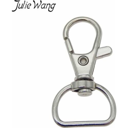 Julie Wang 10PCS Swivel Lobster Clasp Snap Hook Key Chain Buttons Backpack Bag Buckle Parts Jewelry Making Accessory