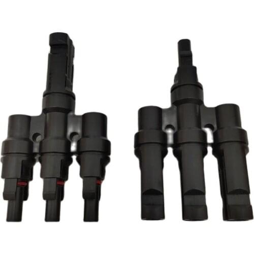 Solar 1 Pair/ 2 Pieces PV 1 to 3 T Branch Connectors 1 Female to 3 Male,1 Male to 3 Female Solar Panel Cable Connectors