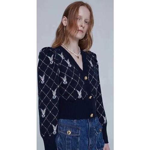 V-neck knitted base coat womens spring sweater womens wear new knitted cardigan in 2021