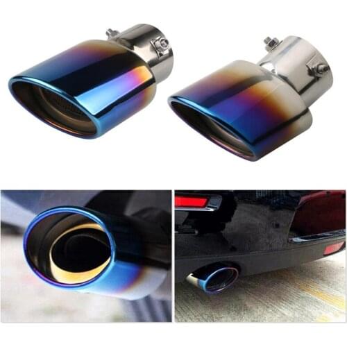 63mm Universal Car Exhaust Muffler Tip Round Stainless Steel Pipe Exhaust Tail Muffler Tip Pipe Car Accessories Toasted Blue