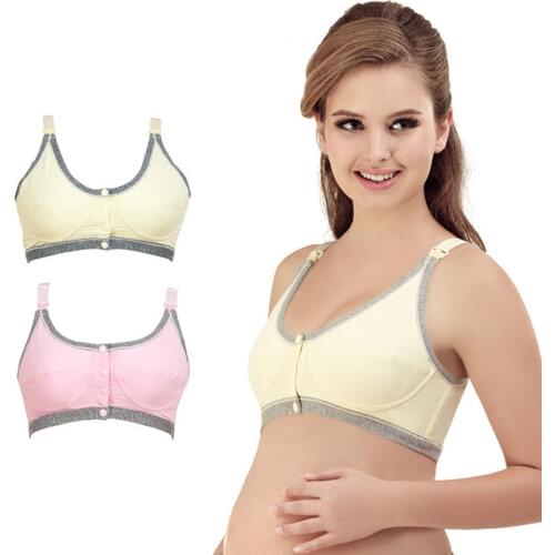 Women Breastfeeding Bras Front Closure Nursing Sleep Underwear for Maternity Buttons Pregnancy Brassiere Pregnant Postpartum Top