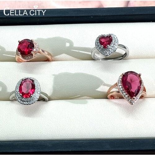 Cellacity Ruby Women Gemstones Ring silver 925 jewelry Gift open adjust finger silver fine jewelry wedding party gift