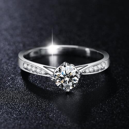 Original S925 Sterling Silver Ring Womens Luxury Exquisite Elegant Diamond Jewelry Engagement Wedding Party Gift for Girlfriend