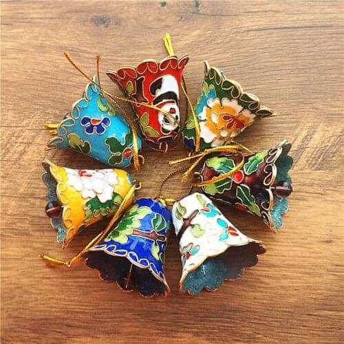 10pcs Cloisonne Enamel Filigree Colorful Bell Pendant Ornament Return Party Gift for Guests Handcrafts Xmas Tree Hanging Charm