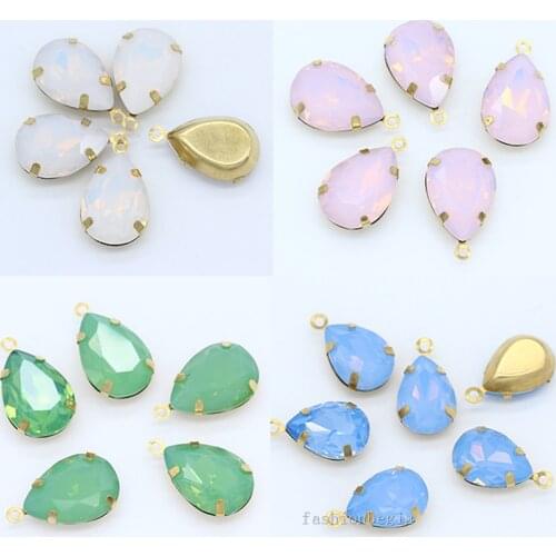 4Pcs Opal colorsSparking Crystal rhinestone Single Hole glass Pendant Earring Jewelry Findings Connector Charm Diamond Making