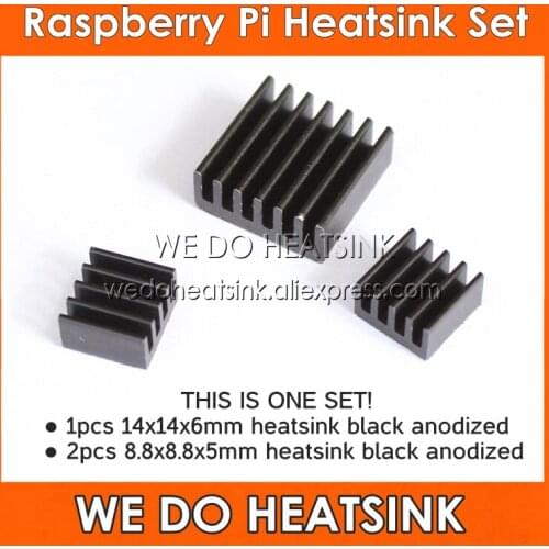 5sets = 15pcs Black Aluminum Anodized Heatsink Radiator Cooler Kits For Raspberry Pi IC, All Version is Available