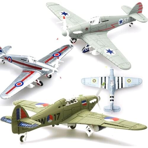 6Pcs Different Color 1/48 Assemble Simulation Fighter Model Toys Building Tool Sets Aircraft Diecast War-II Hurricane Fighter