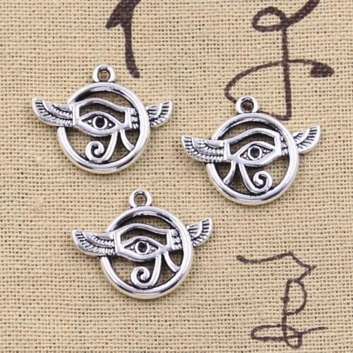 8pcs Charms Eye of Horus Wings 19x24mm Antique Silver Color Pendants Making DIY Handmade Tibetan Finding Jewelry