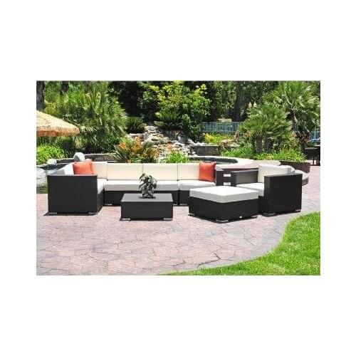 Sigma Modern Patio Furniture Outdoor Wicker Sectional Deep Seating Set 9 Piece