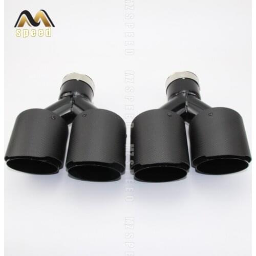 Car Exhaust pipe muffler double out y-type tail throat without light optional carbon fiber 304 stainless steel black for BMW E46