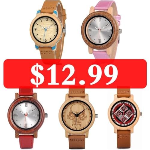 BOBO BIRD Promotion Price Wooden Couple Watch Women Quartz Wristwatche Leather Band Silicone Strap Relogio Masculino Great Gift