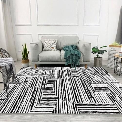 Black Stripe Carpets Rug for Bedroom Living Room Modern Kichen Computer Chair Floor Mats Soft Big Area Rugs Non-slip Parlor Mat