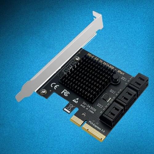 Chia Mining 6 Port SATA 6Gbps to PCI Express Controller Card PCIe to SATA III Adapter PCI-E Riser Expansion Adapter Board for PC