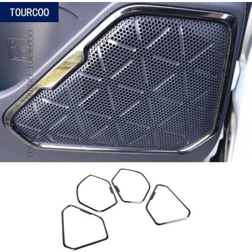 For Toyota RAV4 2019 2020 Door Loudspeaker Moulding Trims Car Styling Stainless Steel Decorative Protector Accessories