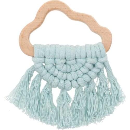 Cloud shape Handmade Baby Wooden Teething Eco-Friendly Organic Wood Rattle Ring Chewable Bracelet Infant Teether Toys