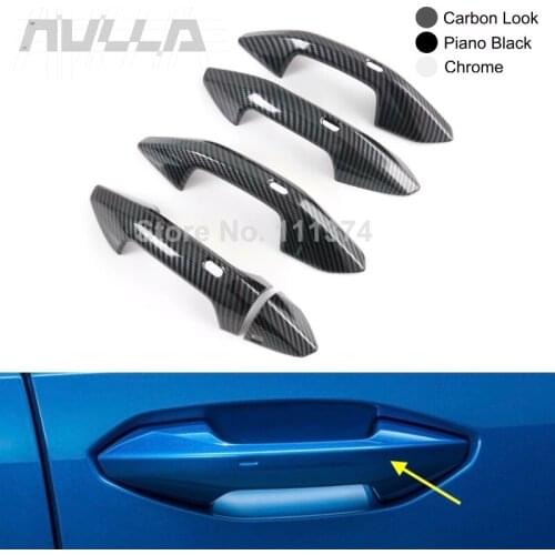 For Audi A3 A3L 2021 ABS Carbon Look Chrome Black Car Exterior Door Handle Protection Decoration Cover Sticker Trim Accessories