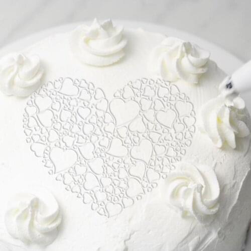 1pc Eco-friendly PET Cake Mold Heart Shape Fondant Chocolate Spray Stencils Birthday Cake Mould DIY Decorating Bakery Tools
