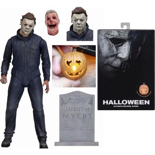 Michael Myers With LED Neca Halloween Pumpkin Lantern Kotobukiya Horror John Carpenters Laurie Strode Action Figure Toys Gift