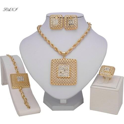 Fani Fashion African Beads jewelry set Brand 2021 Dubai Gold bridal jewelry sets wholesale nigerian women custome jewelry set