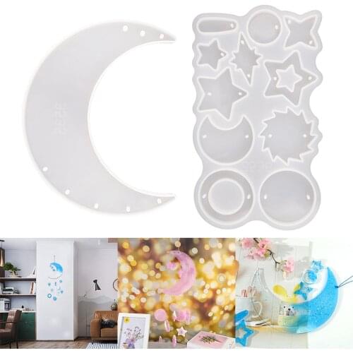 Moon Star Windbell Resin Mold Silicone Aeolian Bells Moldes Para Resina Epoxi Wind Chime Pendant Silicon Form For Epoxy Craft