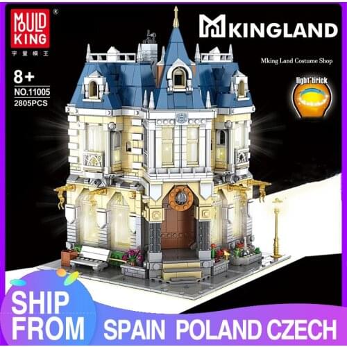 MOULD KING Streetview Building Blocks The MOC Costume Shop With Led light Assembly Bricks Kids Educational Toys Christmas Gifts