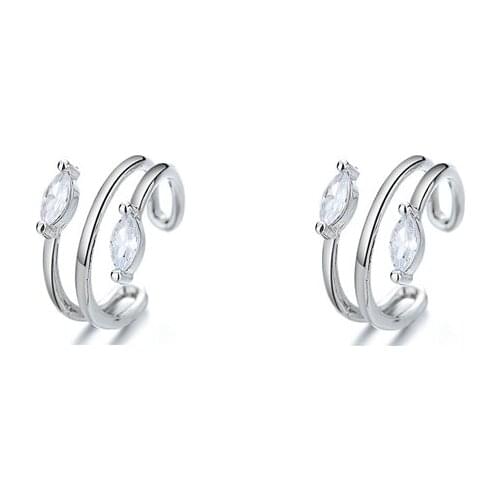 KISSLOVE Simple Style Line Three Circles Earring Micro Inlay Shiny Zircon Geometry Earring For Cool Girl Women No Ear Hole