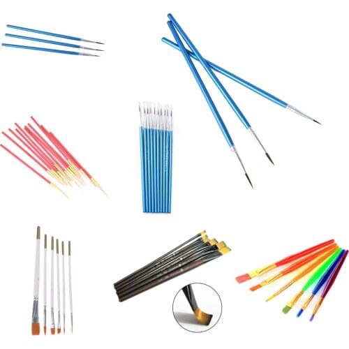 10pcs/6pcs Watercolor Gouache Paint Brushes Different Shape Round Pointed Tip Nylon Hair Painting Brush Set Art Supplies