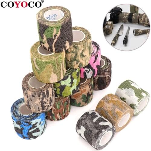 Camouflage Sport Elastic Wrap Tape 2.5cm Gun Hunt Disguise Bandage Knee Finger Wrist Dagger DIY Self Adhesive Elastoplast