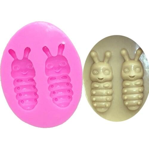 M0613 Silkworm baby mini Insect Silicone Fondant mold 3D cake decorating tools Jelly Candy Chocolate Decoration Baking Tool