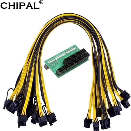 CHIPAL ATX 64Pin Power Module 9*6Pin + 4pin Breakout Board with 9pcs 6Pin Power Cable for HP 1200W 750W PSU GPU Mining Ethereum