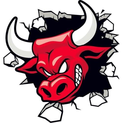 Red Angry Bull Motorcycle Car Sticker Waterproof Sunscreen Decal Auto Motorcycles Accessories PVC,14cm*14cm
