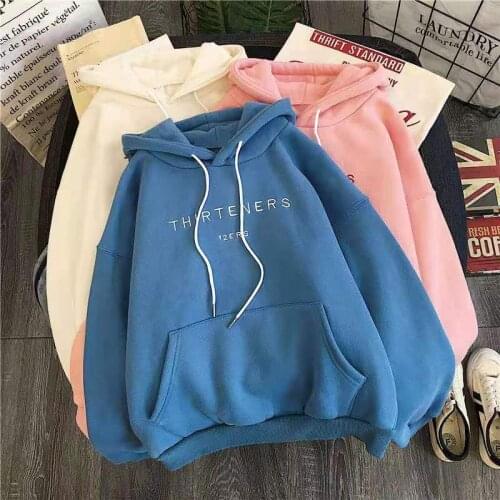 Autumn and Winter Womens Hoodie Letter Printed Sweatshirt Korean New Fashion Yuansu Womens Long Sleeve Pullover Hoodie
