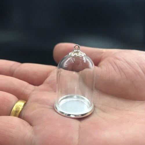 30x20mm clear bell tube shape glass vial pendant 20mm classic base lace cap diy glass wishing bottle necklace glass jars decor