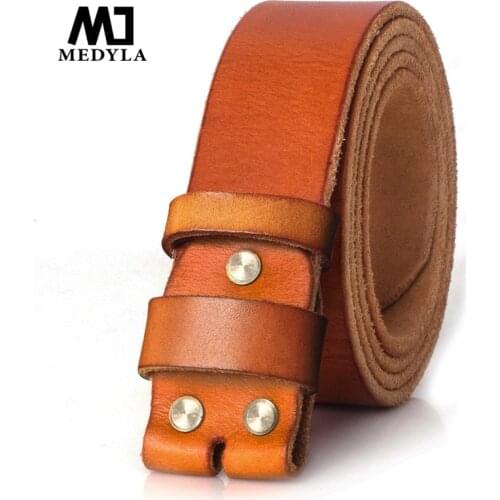 MEDYLA Official authentic high quality Cow Leather Belt Cowskin Leahter Strap Men Belt High Quality