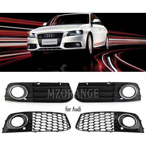 Chrome Honeycomb Mesh Fog Light Cover Grille Racing Grill for Audi A4 B8 RS4 2009-2012 Open Vent Intake Fog Lamp Holder Grilles