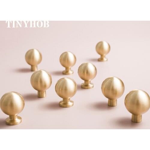 The Simplest Knob and Handle Gold Round handle French Nordic drawer pull Cabinet door knobs Solid brass Decor Hardware