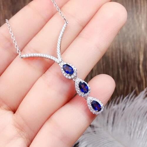 Sapphire Pendant Natural And Real Sapphire Necklace 925 sterling silver Fine jewelry Sapphire Pendant