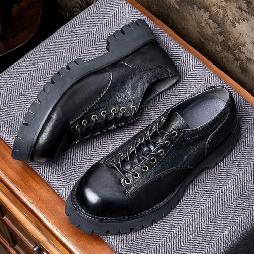 Super Recommand ! Man Heighten Shoes Genuine Leather Mixed Colors Men Thick Heel Casual Shoes Western Cool Boy Oxfords