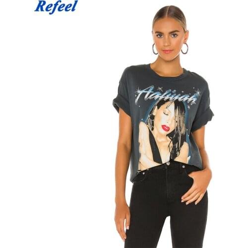 Spring summer girls loose cotton T-shirt cartoon casual O-neck simple tees tops new arrivals 2021